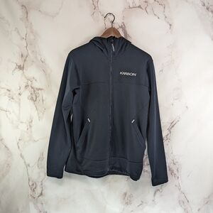 Karbon Jacket Mens Medium Black Full Zip Hooded Fleece Sweater Ski Mid Layer